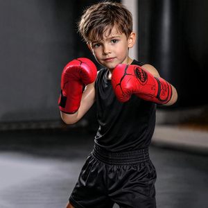 Gants de boxe FARABI en cuir PU, gants de boxe imprimés en cuir PU, fermeture Velcro, équipement d'entraînement d'arts martiaux MMA - Product Image 2