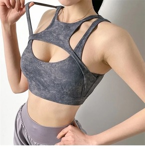 Women's Push-Up Wireless Bra Lightweight Comfort Style with Side Closure Cross-Back Straps Seamless Breathable Sports Bra