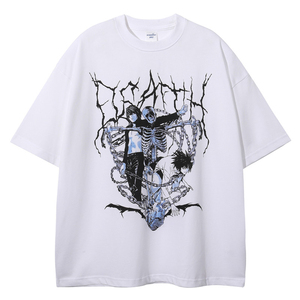 เสื้อยืดคอกลมพิมพ์ลายฮิปฮอปทรงหลวมสำหรับผู้ชายไซส์ใหญ่ ระบายอากาศได้ดี ผลิตจากผ้าฝ้าย 100% ขายส่ง - Product Image 3