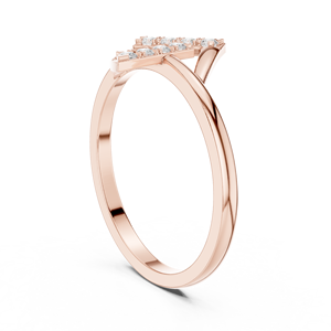 Bague en or rose géométrique en forme de V avec diamants de laboratoire pour femmes, pierres rondes, style moderne et minimaliste - Product Image 2