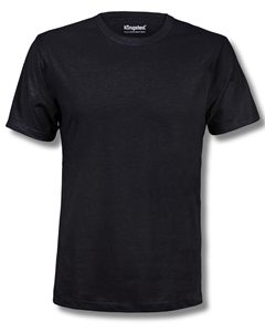 Camiseta Casual de Manga Corta con Cuello Redondo para Hombre, Corte Regular, Color Negro Sólido, Poliéster/Algodón, 200 Gramos, Marca Klingsted - Product Image 1