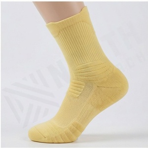Yellow Crew <b>Socks</b> Solid Color Breathable Knitted Cotton <b>Socks</b> For Daily Wear Summer Casual Style Adult Size - Product Image 3