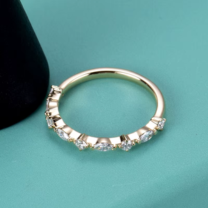 Anillo de Eternidad Clásico con Diamantes Corte Marquesa para Mujer, Oro Sólido de 18K, Engaste de Garras, Joyería Fina - Product Image 6