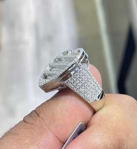 <b>Iced</b> Out 925 Silver Heart <b>Ring</b> VVS Moissanite Baguette Cluster Hip Hop <b>Ring</b> Men Women Jewelry - Product Image 4