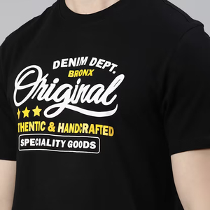 Custom Plain <b>Black</b> Men's Cotton T-<b>Shirt</b> OEM Logo Printing Breathable Regular Fit Wholesale Direct Factory Supply - Product Image 6