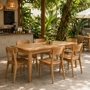 Mesa de Comedor Rectangular Moderna de Teca Sólida Premium al por Mayor, Diseño de Cuatro Patas, Muebles para el Hogar, 4 Plazas, para Hotel o Restaurante - Product Image 5