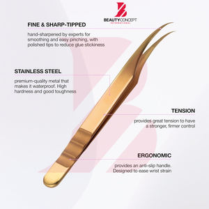 Fabricant de pinces à cils en acier inoxydable avec pointe en fibre, meilleure prise en main, angle de 45 degrés, pour extensions de cils - Product Image 4