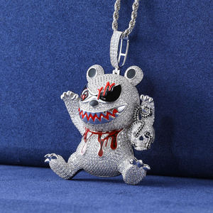 Pendentif 3D dessin animé Iced Out pour homme, bijoux punk en argent sterling, moissanite VVS, pendentif Ours Tueur Sorcier, bijoux Hip Hop - Product Image 4