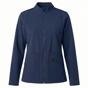 Blouse de travail d'inspiration athlétique, vente en gros, taille personnalisée, col montant, poches zippées sécurisées, blouses professionnelles pour infirmières - Product Image 5