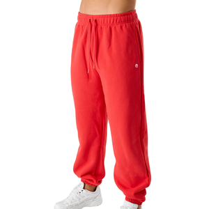 Pantalones Deportivos Unisex Rojos de Forro Polar, Mezcla de Algodón Grueso, Puños Elásticos, Pantalones Deportivos con Logotipo Personalizado OEM, Suministro al por Mayor - Product Image 2