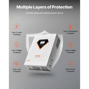 Onduleur solaire hybride 6000W tout-en-un à onde sinusoïdale pure, alimentation 48V CC monophasé 220/230V CA intégré - Product Image 6