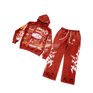 Wholesale Men Sweatsuit Set Full Sleeve Hoodie and Sweatpants Streetwear Sweatsuit - Product Image 6