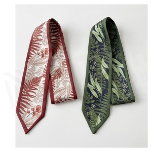 Women's Long <b>Silk</b> <b>Scarf</b> Leaf Print Elegant Multi-Functional Fashion Accessory All Seasons - Product Image 3