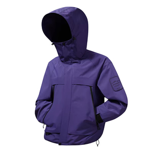 Veste à capuche imperméable noire pour homme, manches longues avec patch logo sur la manche gauche, vêtements d'extérieur pour l'hiver - Product Image 5