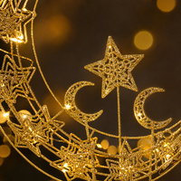 Décorations de table en bois LED lune et étoile pour l'Aïd Moubarak et le Ramadan, réutilisables, durables, pour salon, table à manger, fenêtre, étagère, cadeau