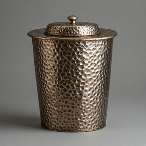 Elegant Cylindrical Metal Storage Bucket With Lid Animal Pattern Household Indoor Use - Product Image 2