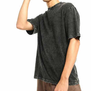 High Quality Oversized Acid Washed Vintage T Shirt Men Custom Cotton Streetwear Heat <b>Logo</b> Manufactured Top T-Shirts - Product Image 1