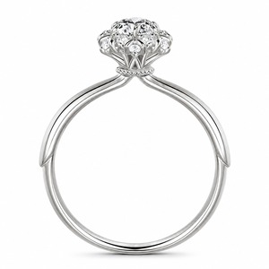 Anillo de compromiso de plata 925 para mujer con diamantes, corte brillante redondo, engaste floral pavé, estilo romántico - Product Image 4