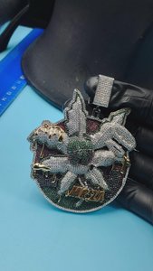 จี้รูปใบกัญชาแบบกลมผ่านการทดสอบ ประดับเพชรโมอิสซาไนต์ จี้ใบกัญชาแบบฮิปฮอป เงินแท้ 925 - Product Image 4