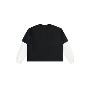 Custom Women Layered T Shirt Heavyweight Cotton Oversized Drop Shoulder <b>White</b> Long Sleeve Streetwear <b>Tee</b> - Product Image 6