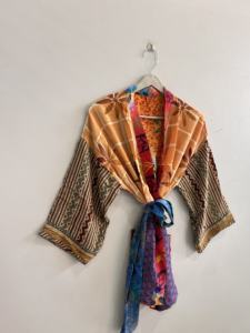 Robe kimono en soie indienne pour femme, courte, pour l'été, tenue décontractée - Product Image 4