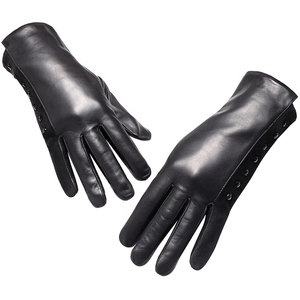 Guantes de viaje al aire libre diarios lisos de piel de cabra negra de invierno para mujer de Pakistán - Product Image 3