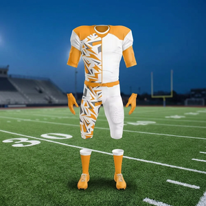 Uniforme de Fútbol Americano Sublimado Personalizado con Diseño de Dos Tonos, Blanco y Naranja-Amarillo - Product Image 4