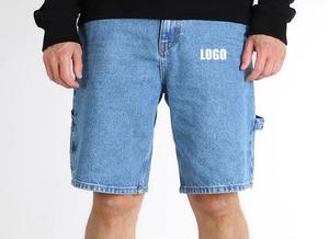 Men's <b>Light</b> Wash Denim Cargo Shorts High Waist Cotton Casual Summer Woven Fabric Pockets Topstitch Style - Product Image 4
