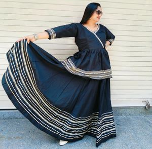 Peplum Kediya Chaniya Choli de seda romana pura con encaje decorativo y falda amplia de nueve metros para mujer, talla XXL - Product Image 4