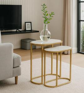 Modern Marble Top <b>Console</b> <b>Table</b> with <b>Gold</b> Metal Base Minimalist Living Room Accent Furniture - Product Image 1