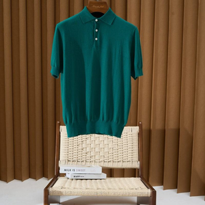 Chemises polo pour hommes en fibre de lyocell, piqué respirant, manches courtes, logo personnalisé, t-shirt de golf et de tennis, prix d'usine OEM, vente en gros - Product Image 1