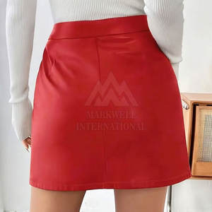 Falda de Cuero Sintético Personalizada para Mujer, Falda Lápiz Elástica de Cintura Alta, Elegante para Oficina y Uso Casual - Product Image 2