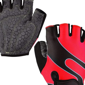 Half-Finger Cycling Gloves Red Black Gray PU Material Breathable Design Sport Fitness Gym <b>Workout</b> Gloves - Product Image 4