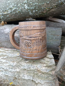 Mug en bois personnalisé avec motif de cheval rustique Mug en bois artisanal avec design sur le thème du cheval - Product Image 3
