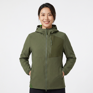 Men's <b>Hooded</b> <b>Fleece</b> <b>Jacket</b> With Zipper Dot Pattern Windproof Casual Autumn Wear Regular Fit Polyester Material - Product Image 5