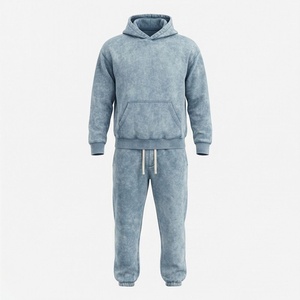 Conjunto Deportivo de 2 Piezas para Hombre, Estilo Oversize, Lavado Ácido, Pantalones y Sudadera, a la Moda, para Invierno, Tallas Grandes - Product Image 1