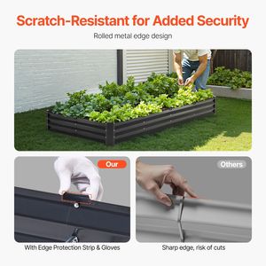Fioriera Rialzata Grande da Esterno in Metallo Zincato 8 x 4 x 1 piedi con Fondo Aperto e Funzionalità Anti-Parassiti - Product Image 2