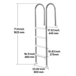 Scala per Piscina a 4 Gradini Rinforzata con Doppi Corrimano Antiscivolo, Struttura in Acciaio Inossidabile, Capacità di Carico 120 kg - Product Image 5