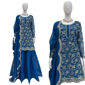 Conjunto de Salwar Kameez Moderno Vintage para Mujer, Kurta, Palazzo y Dupatta Elegante para Ocasiones Especiales, FATEMA FASHION - Product Image 1