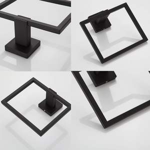 Toallero Cuadrado de Acero Inoxidable, Negro Mate, Soporte de Pared para Toallas, Moderno, para Baño y Cocina - Product Image 5