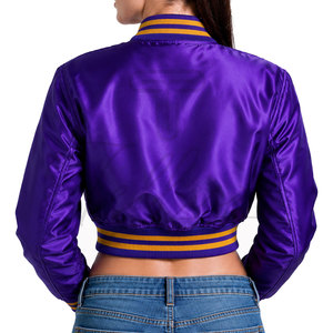 Producto más vendido: Chaqueta universitaria vintage de invierno para mujer, estilo crop, tipo Letterman, para damas. - Product Image 2