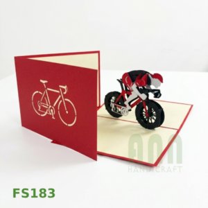 Carte d'invitation pop-up 3D ANN HANDICRAFT personnalisée, imprimée en 4 couleurs, découpée, thème vélo de course, en papier, finition vernis mat, Vietnam, Hanoi - Product Image 6