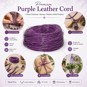 Premium Purple <b>Leather</b> Cord 1.5mm Thickness | Durable Round Genuine <b>Leather</b> String for Jewelry Making, <b>Bracelet</b> & DIY Crafts - Product Image 5