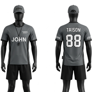 Camiseta de árbitro de hockey sobre césped transpirable de poliéster de 180 GSM, diseño de paneles en blanco, azul y naranja, impresión por sublimación personalizada, logotipo bordado. - Product Image 2