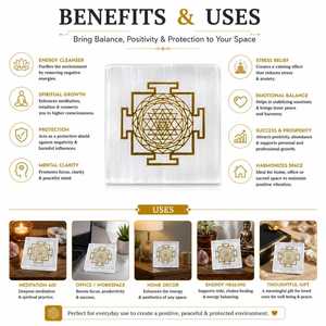 Natural Selenite <b>Square</b> Charging Plate Shree Yantra Engraved Gemstone Decorative Stone Plate for Home Gift - Product Image 3