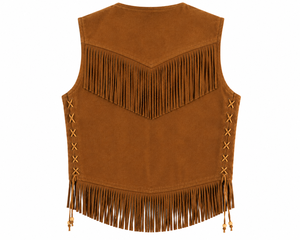 Gilet formel occidental pour homme de haute qualité, marron, en daim respirant, avec franges, perles et os, fait main, non tissé, col en V, pour l'été - Product Image 3