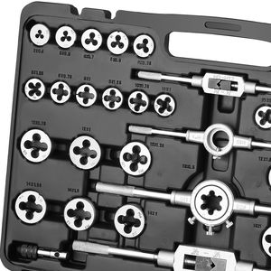 Set Essenziale di Utensili per Filettatura, 110 Pezzi, Include Misure Metriche da M2 a M18, Maschi e Filiere in Acciaio per Cuscinetti HSS, Modello HSS Taps - Product Image 5