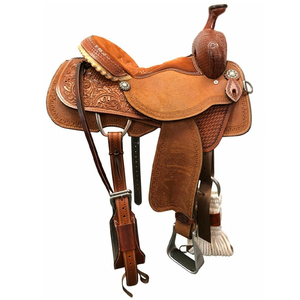 Selle de cheval en cuir occidental sur mesure 2026, marron, taille complète, équipement d'équitation avec étriers et sangles - Product Image 6