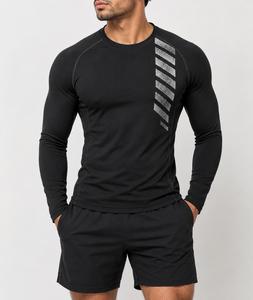 Rashguard à manches longues pour homme, col rond, imprimé numérique noir, séchage rapide, Spandex Polyester, anti-UV, écologique, pour activités de plein air - Product Image 4