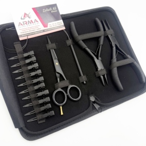 Kit professionnel d'extensions de cheveux noir mat pour coiffure, ciseaux de barbier, pince à une seule fente, prise en main confortable, durable, avec logo - Product Image 6